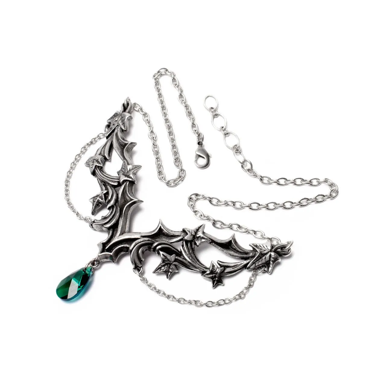 Delicate Ivy Leaves, Baroque Swirls And A Stunning Ivy Green Austrian Cut Crystal Necklace