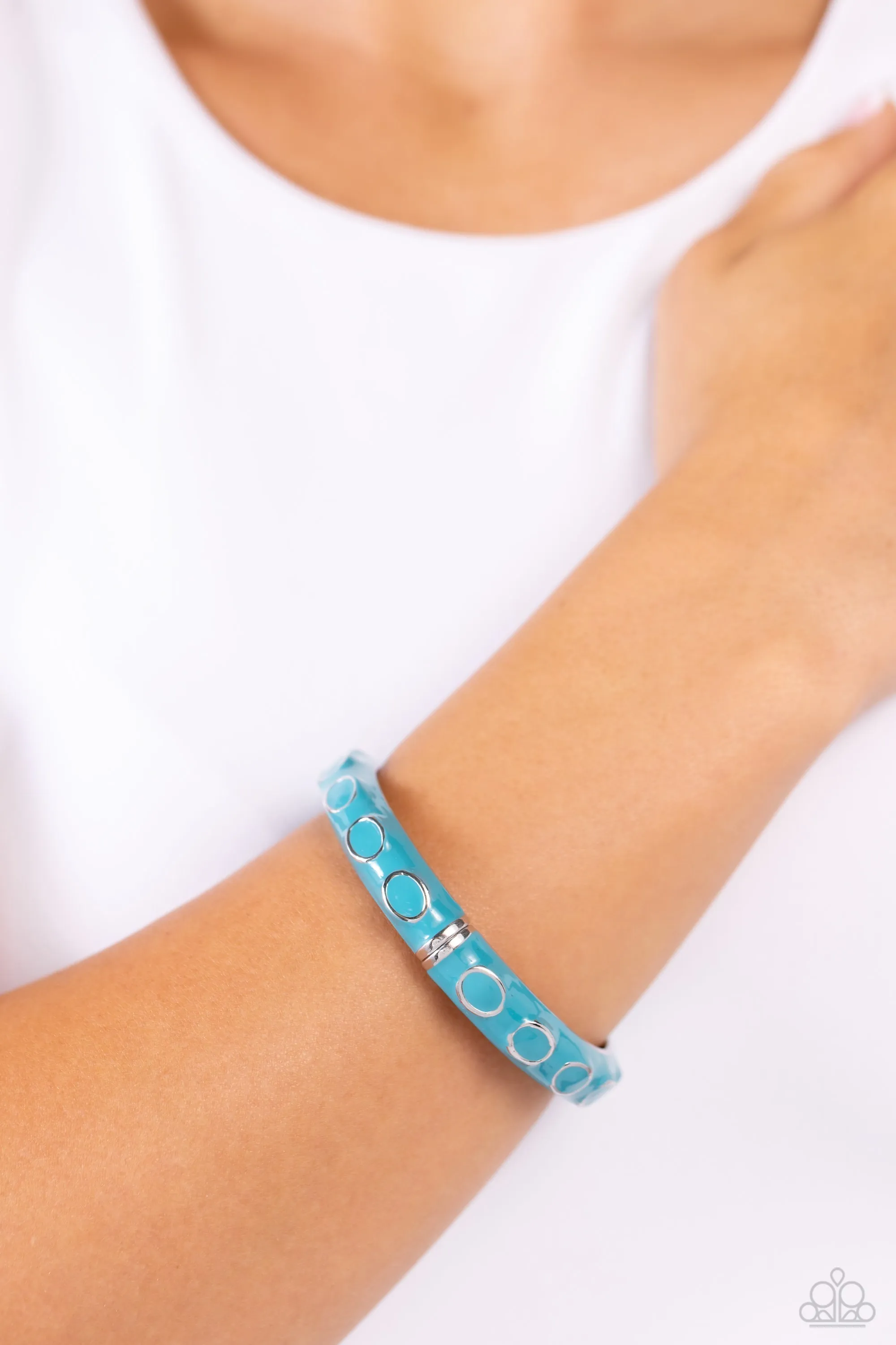 Delightful Diversion - Blue - Painted Paparazzi Hinge Bracelet
