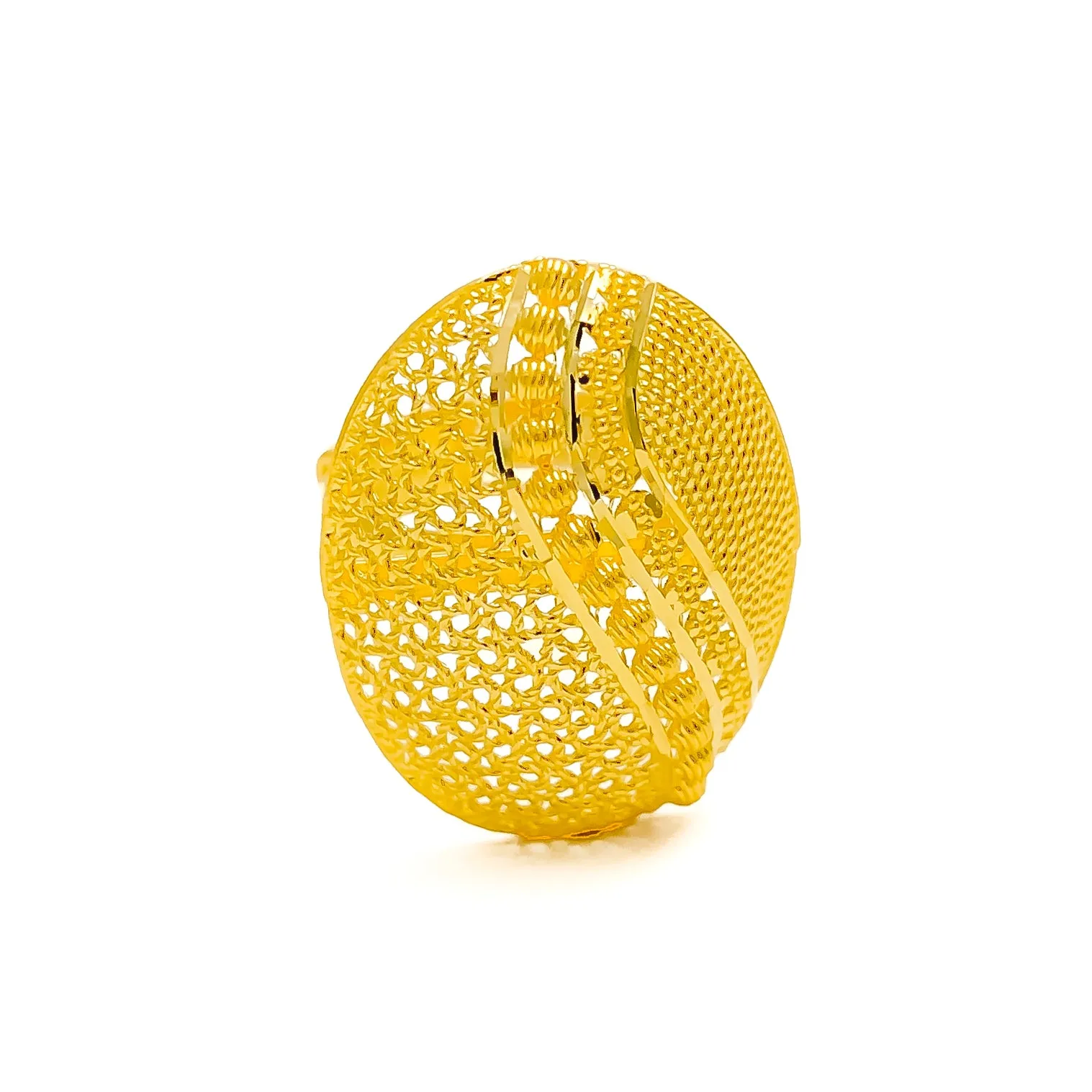 Detailed Sophisticated 22k Gold Semi Statement Ring