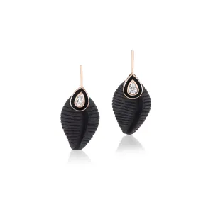 Diamond & Ebony Cowry Earrings