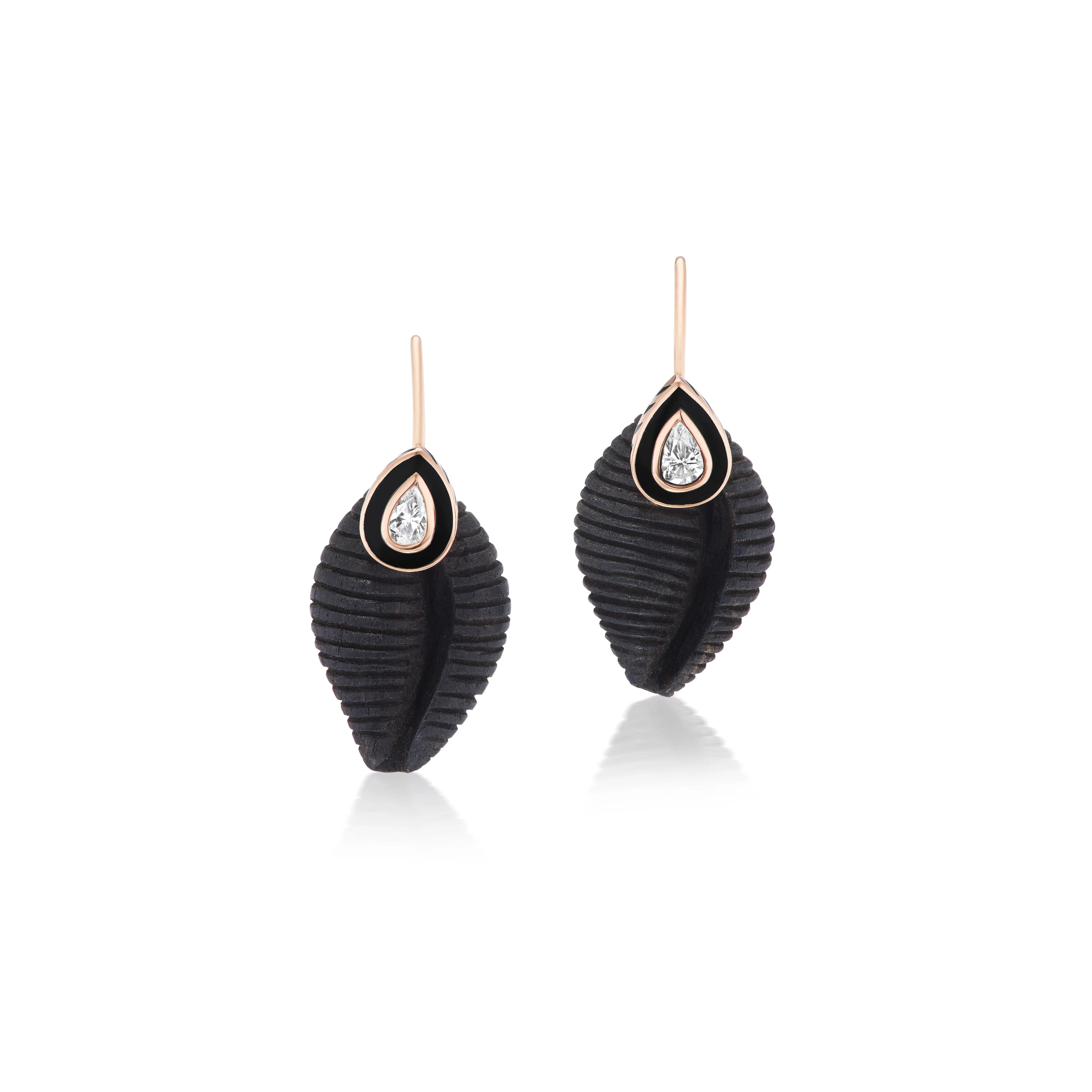 Diamond & Ebony Cowry Earrings