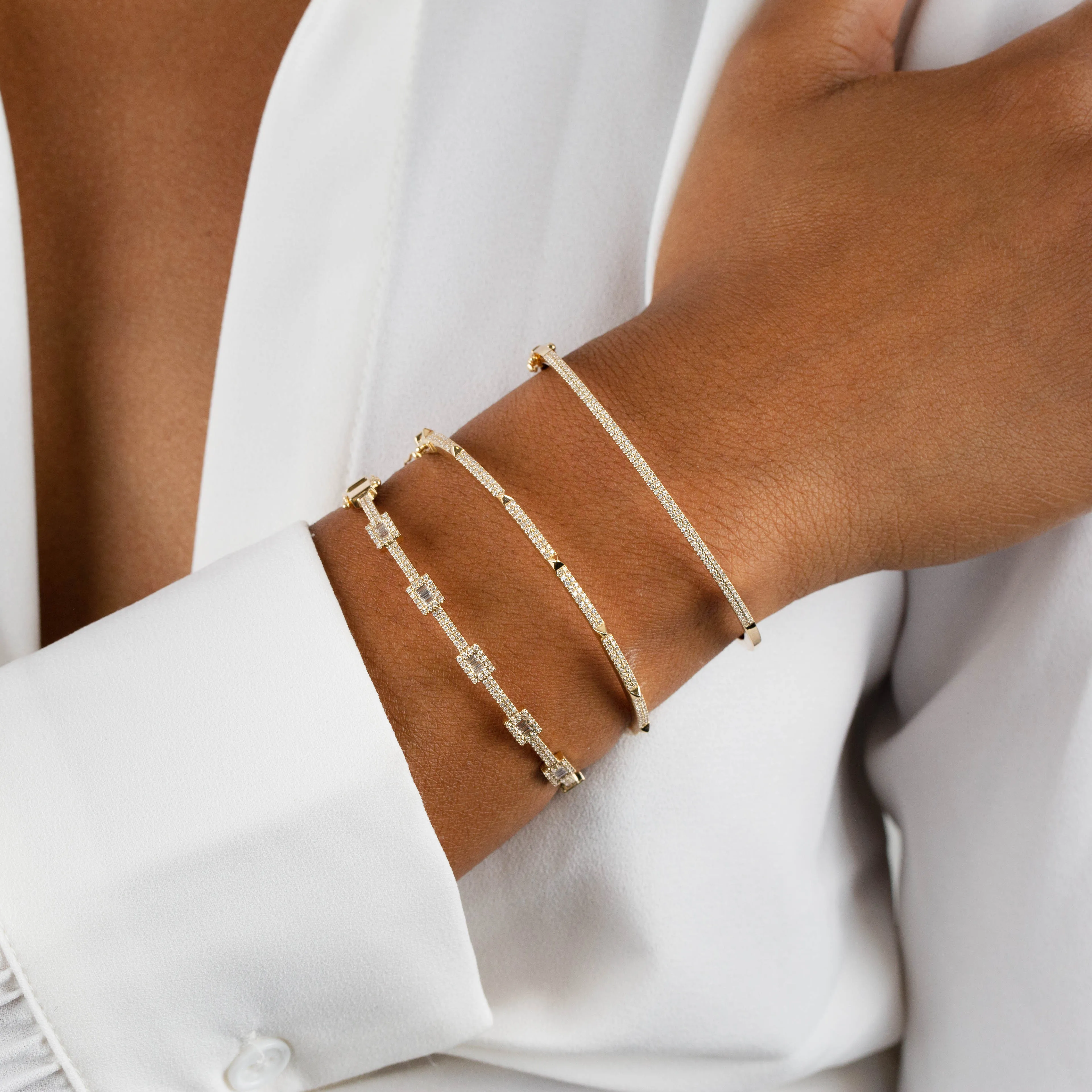 Diamond Double Pavé Bangle 14K