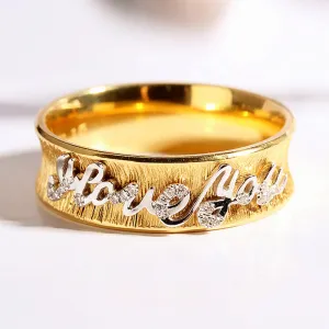 Diamond 'I Love You' Wide Ring