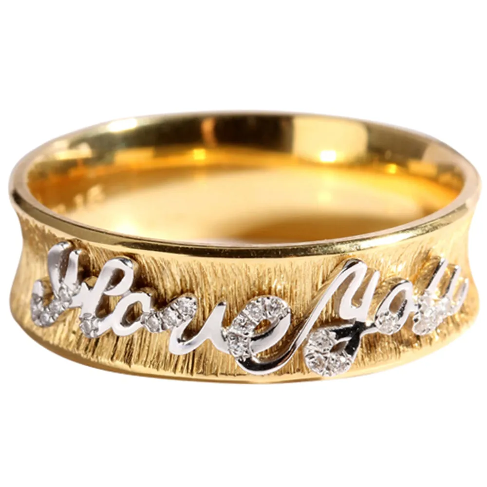 Diamond 'I Love You' Wide Ring