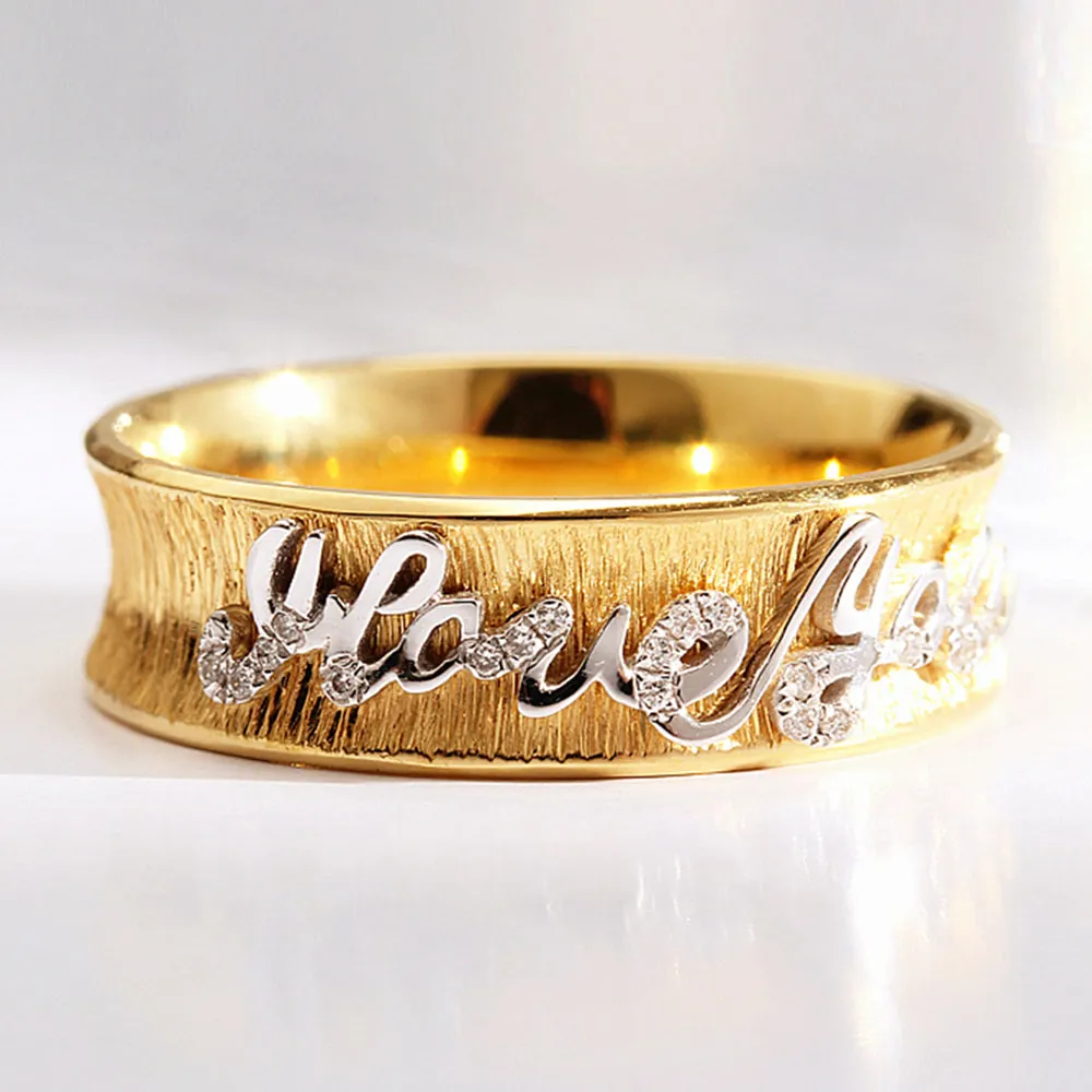 Diamond 'I Love You' Wide Ring