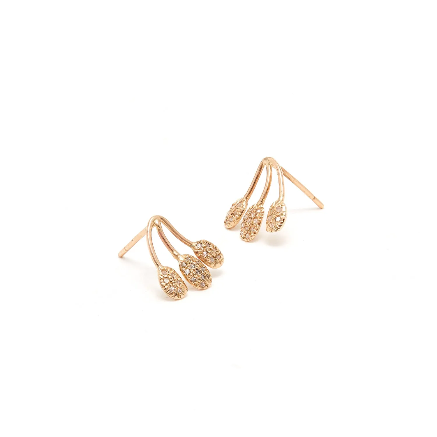 Diamond Parve Branch Stud Earrings