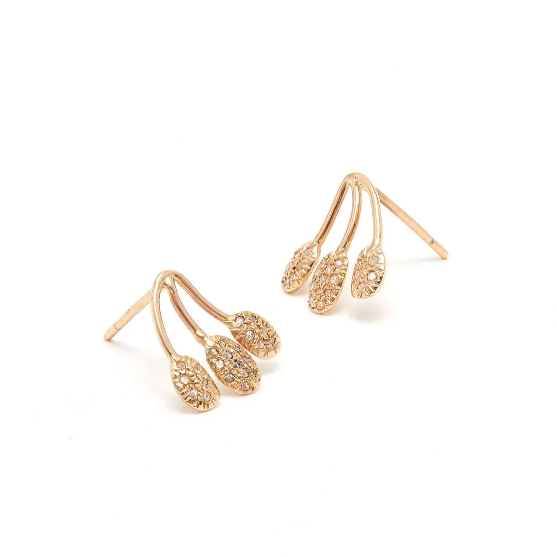 Diamond Parve Branch Stud Earrings
