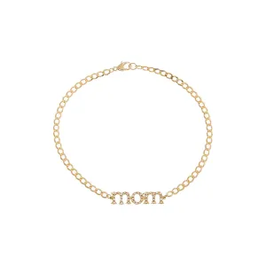 Diamond Pave Mom Lowercase Bracelet 14K
