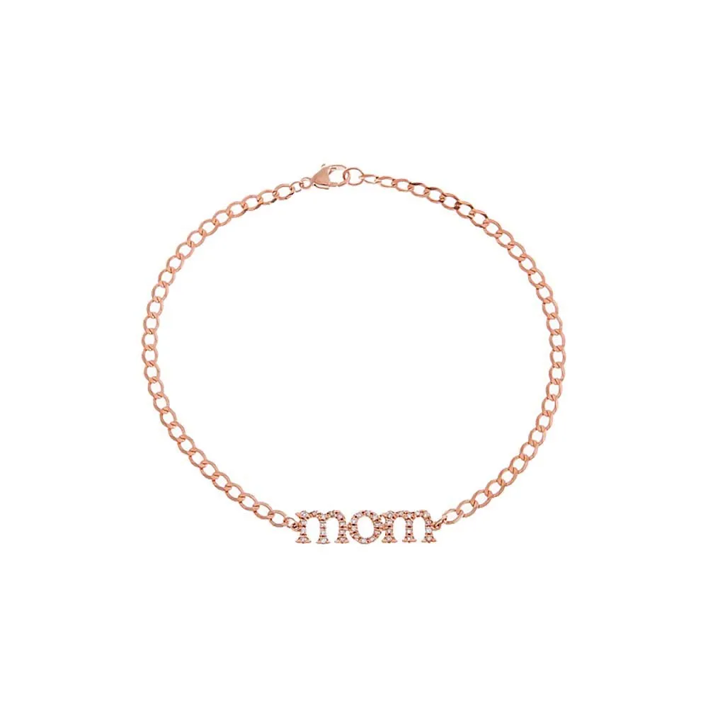 Diamond Pave Mom Lowercase Bracelet 14K