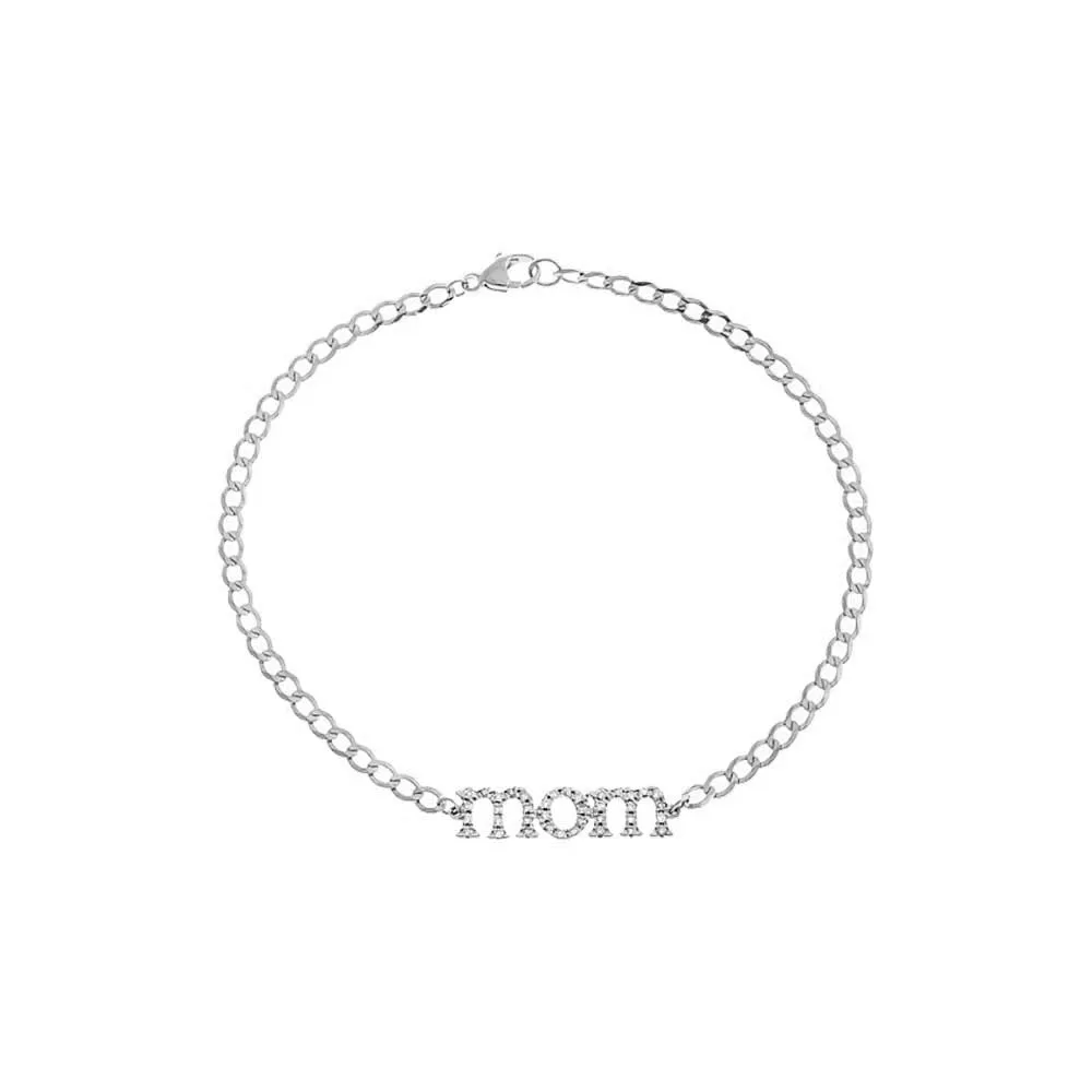 Diamond Pave Mom Lowercase Bracelet 14K