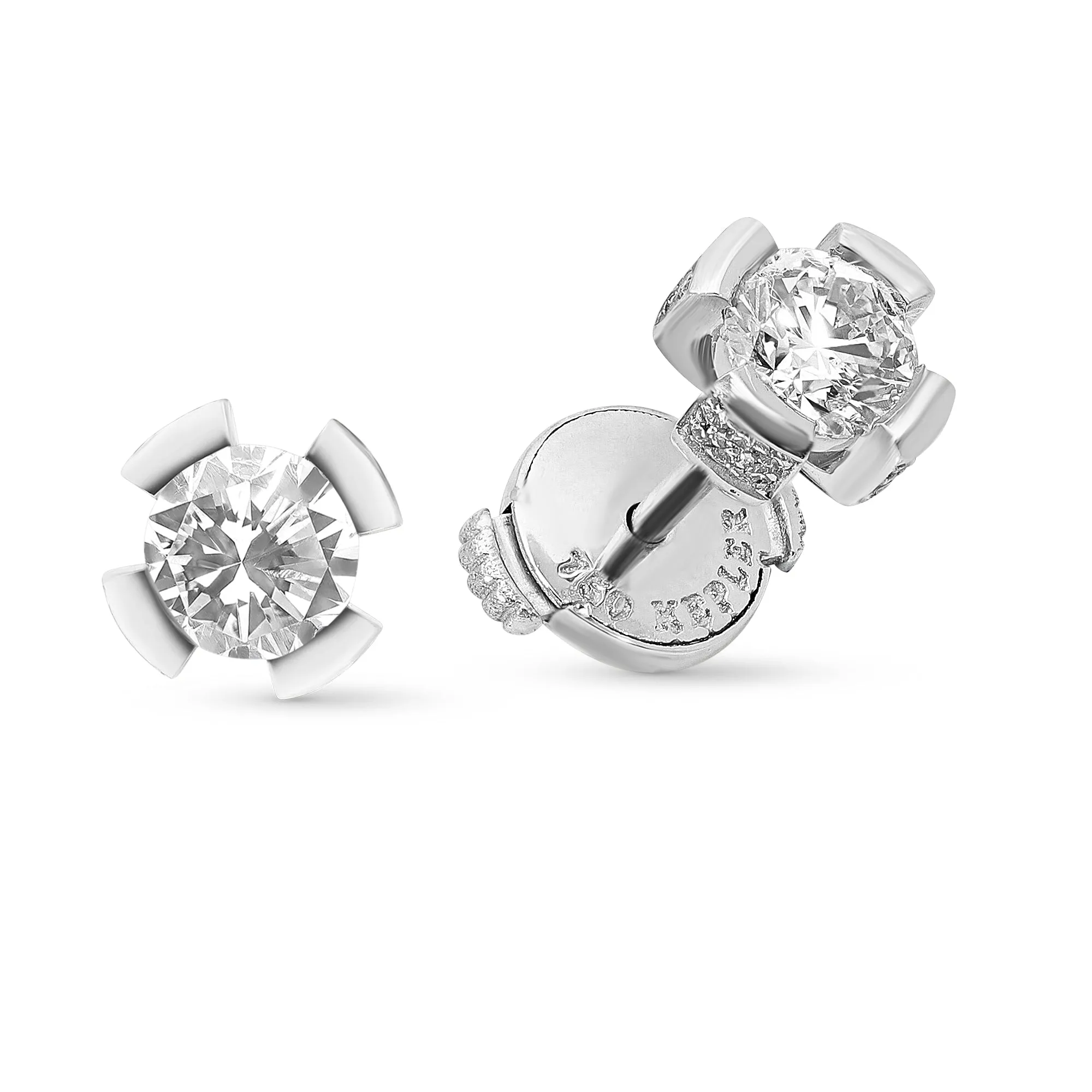 Diamond Solitaire Studs in Split Bezel Setting - 1.1 Carat