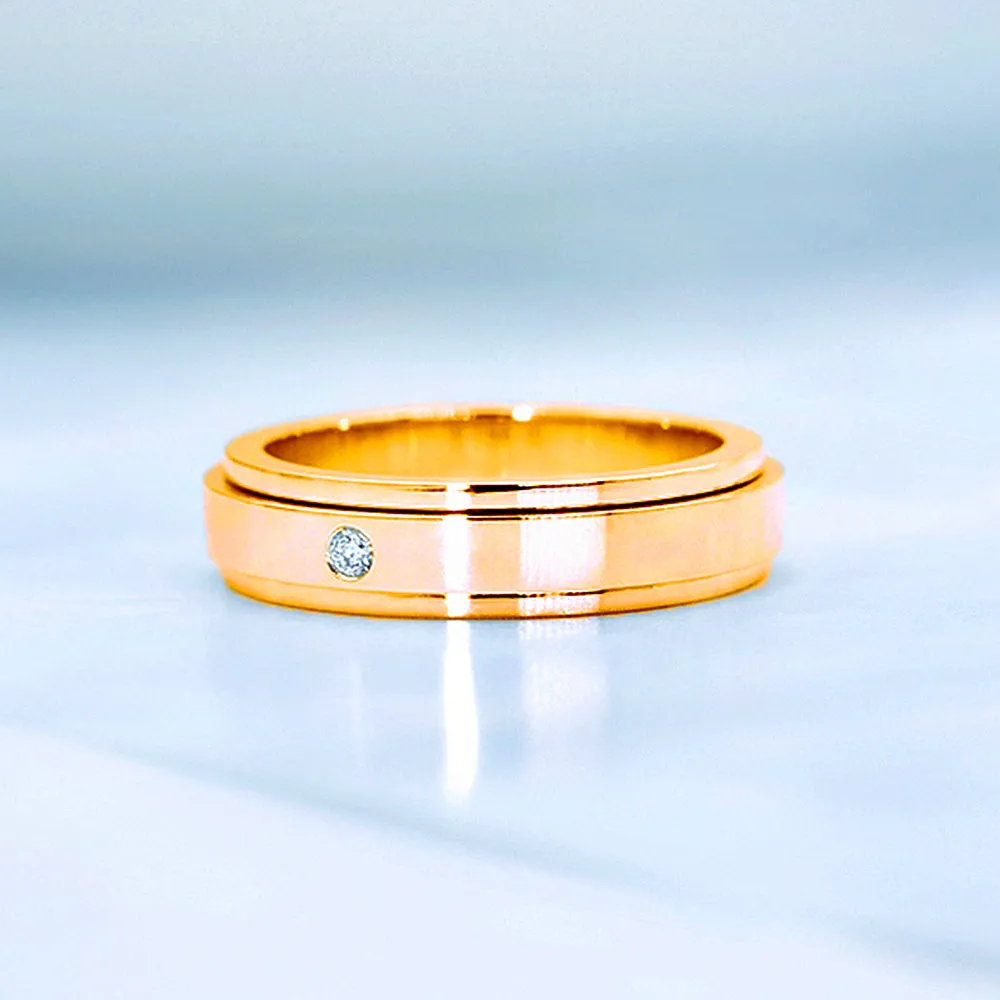 Diamond Spinner Matching Wedding Couple Rings