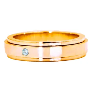 Diamond Spinner Matching Wedding Couple Rings