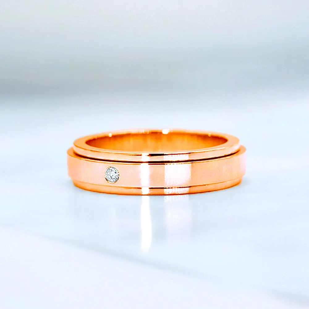 Diamond Spinner Matching Wedding Couple Rings