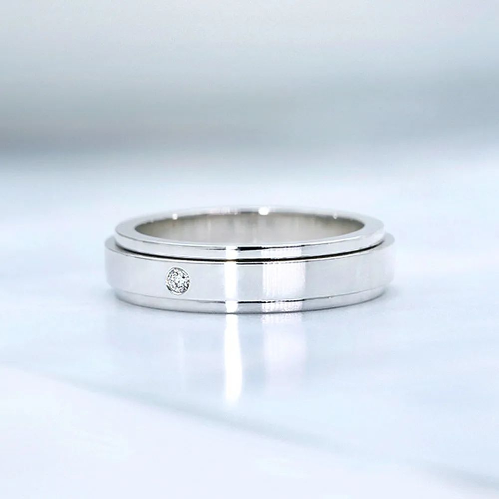 Diamond Spinner Matching Wedding Couple Rings