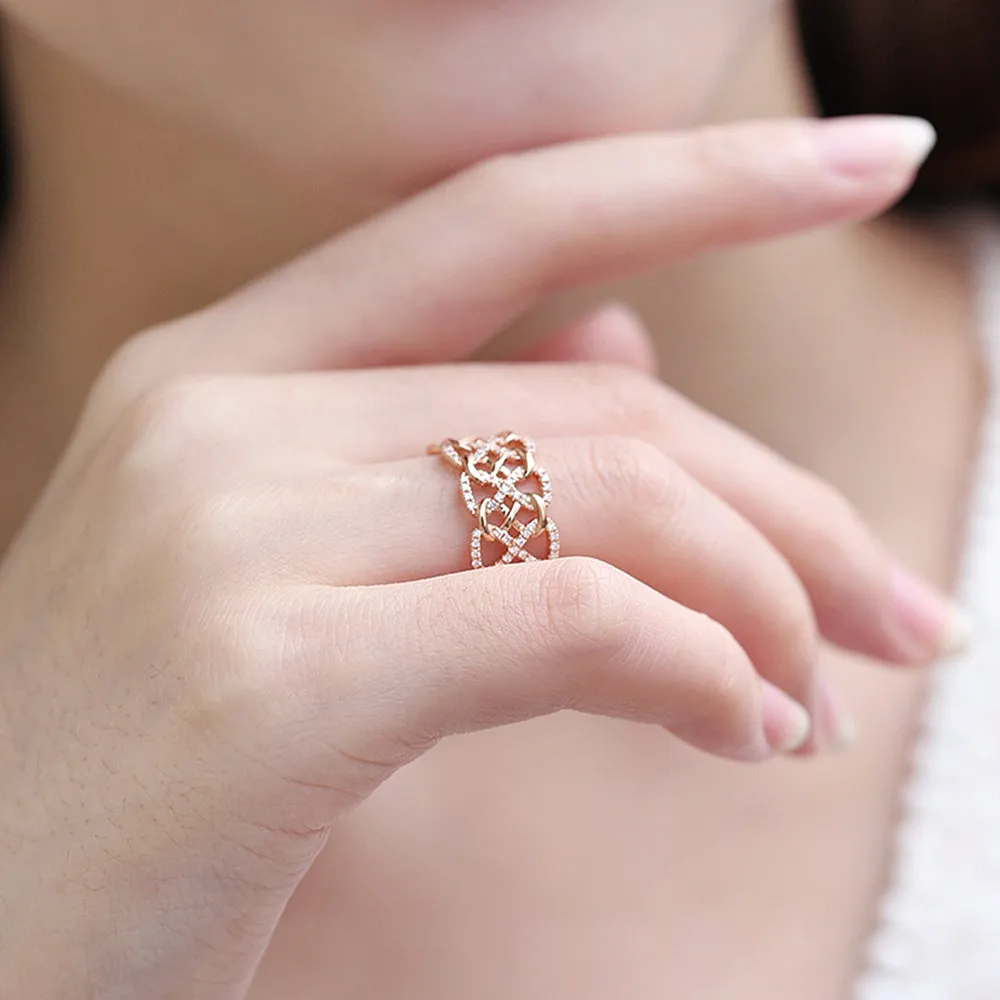 Diamond Weave Braid Wide Ring