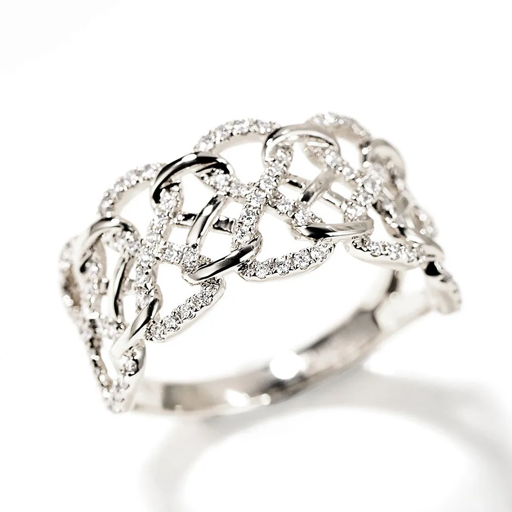 Diamond Weave Braid Wide Ring