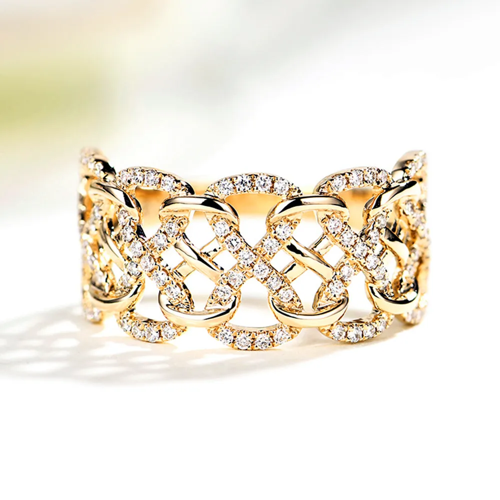 Diamond Weave Braid Wide Ring