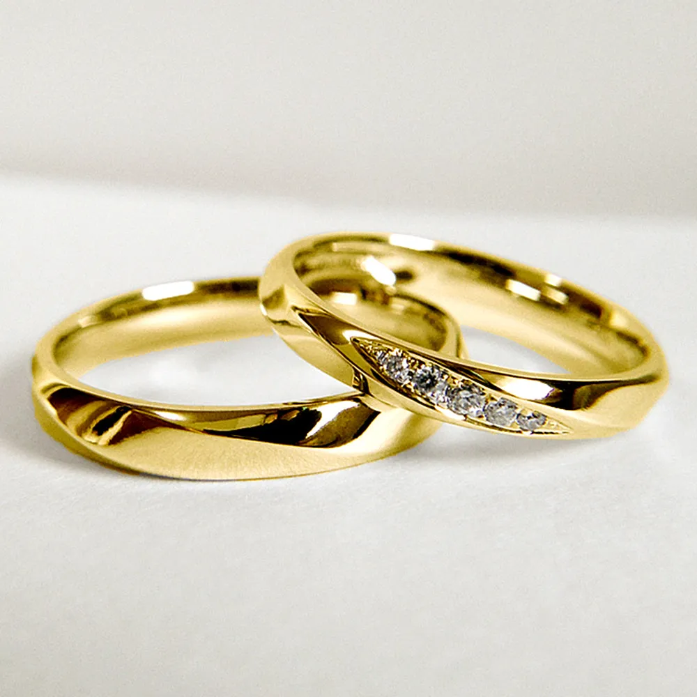 Diamond Wedding Matching Couple Rings