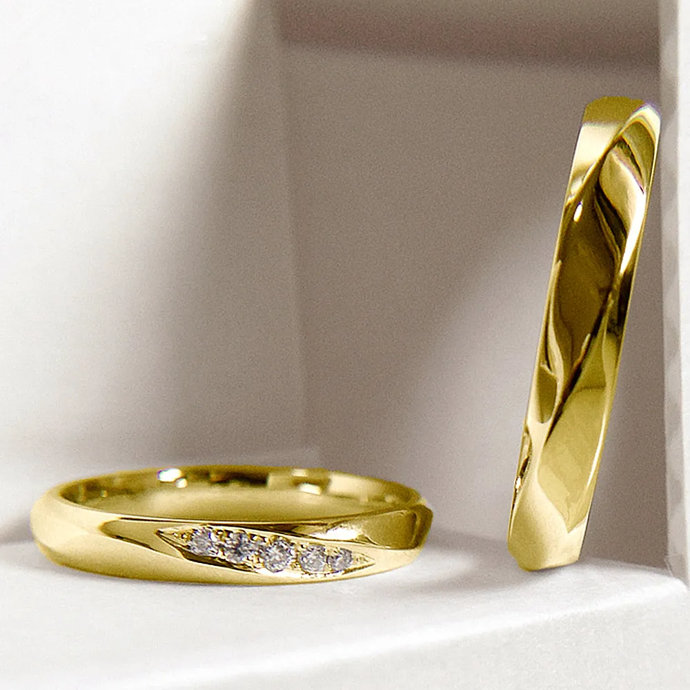 Diamond Wedding Matching Couple Rings