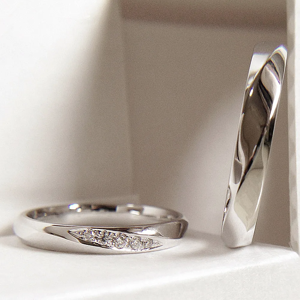 Diamond Wedding Matching Couple Rings