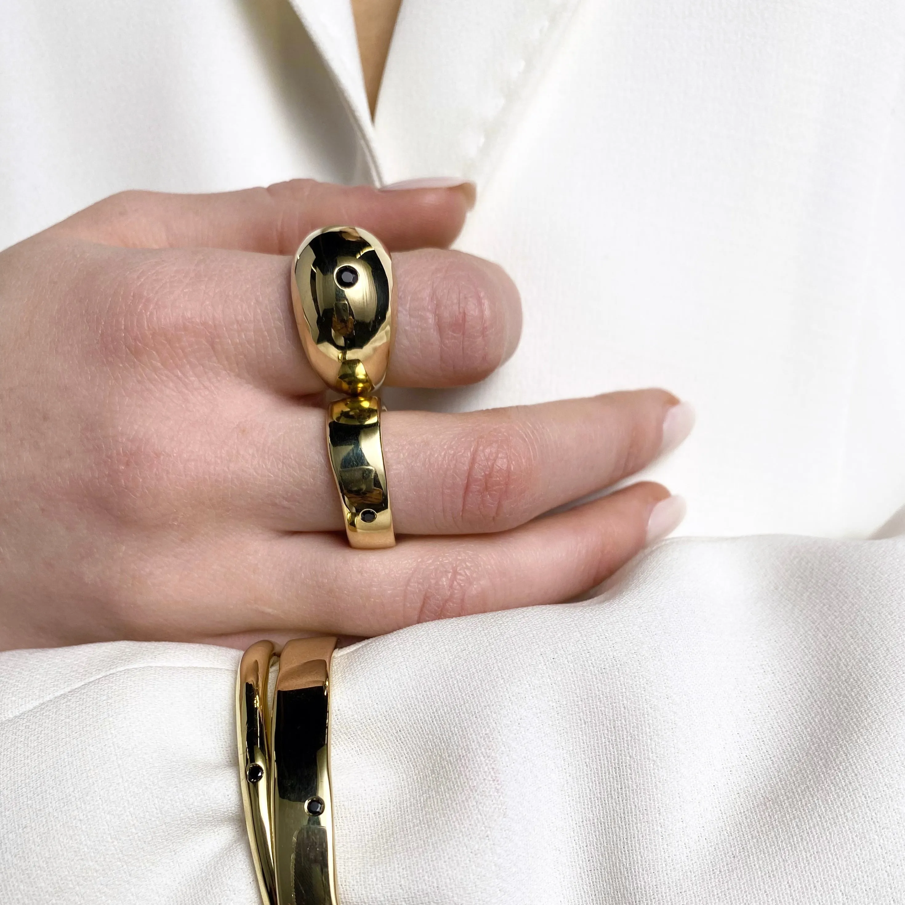 Dome Ring with Diamond - Gold