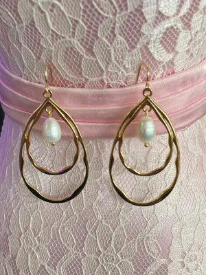 Double Organic Pearl Teardrop Earring