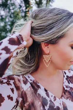 Double Trouble Triangle Earrings - Tan