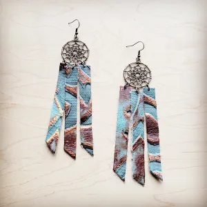 Dream Catcher Earrings w/ Leather Fringe Copper Laredo 200ag