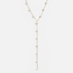 Dripping Pearl Lariat Necklace