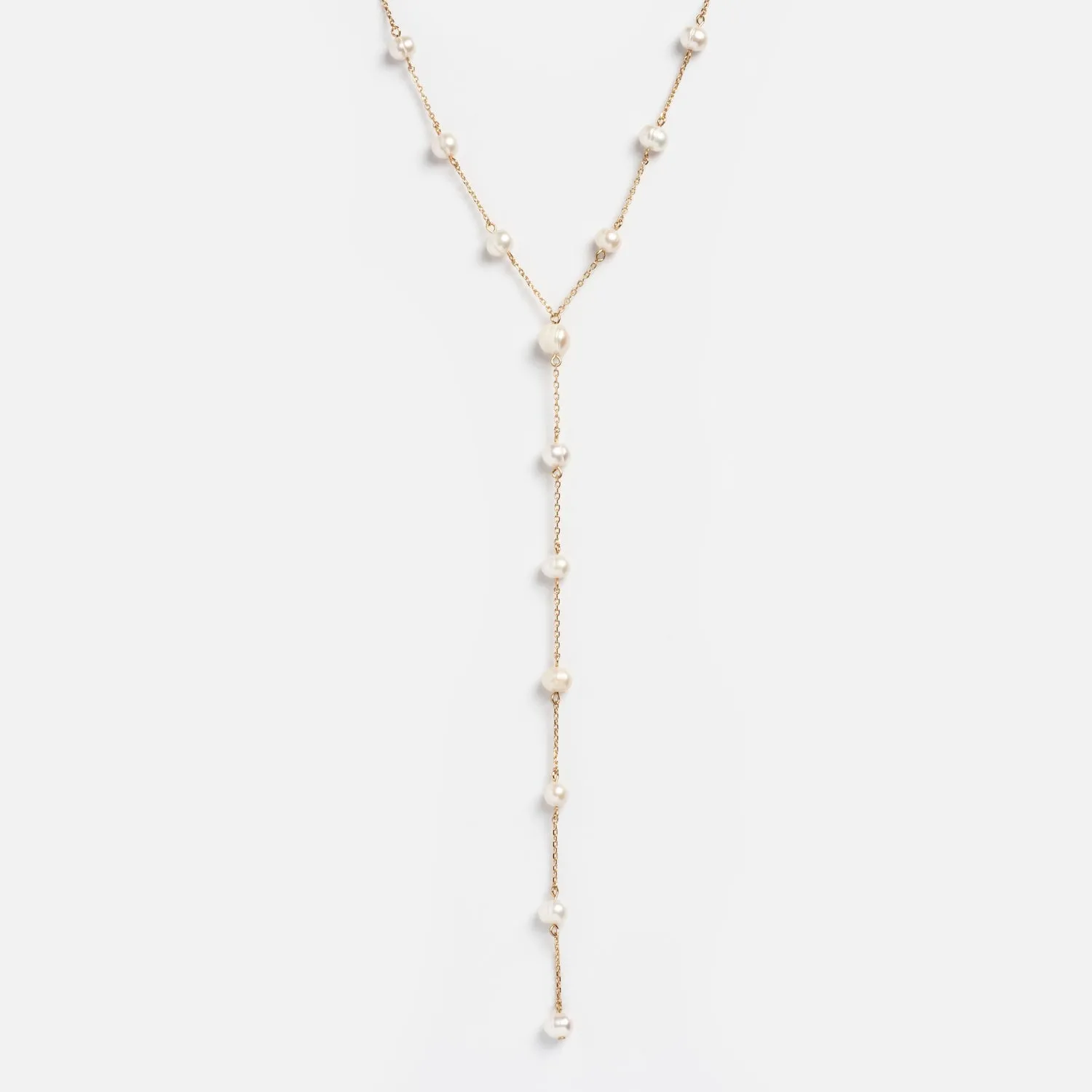 Dripping Pearl Lariat Necklace