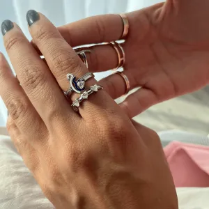 Duo Rings with Diamonds on one initial & one band a 0.2ct Diamond Solitaire