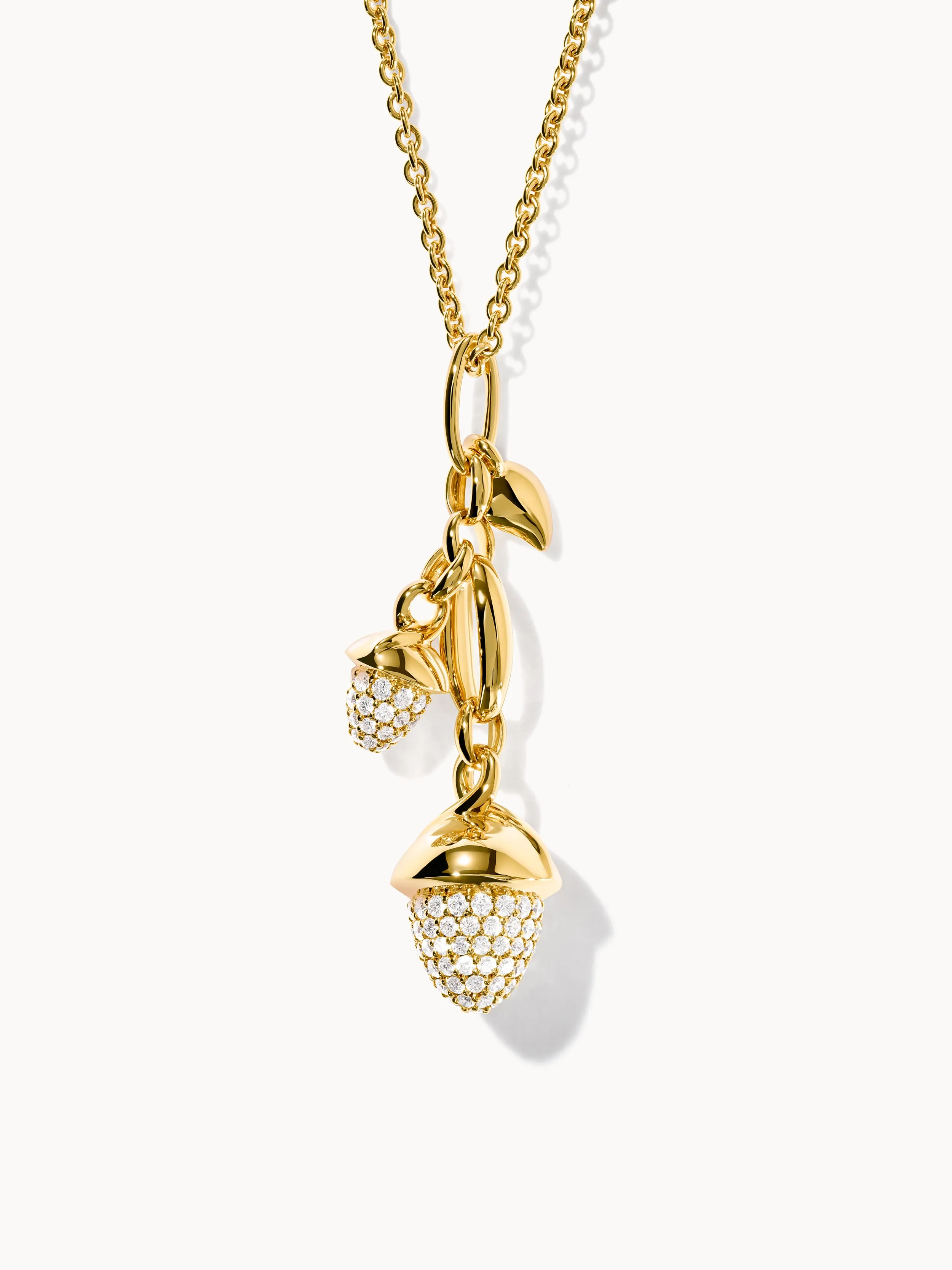 Earrings MIKADO Dangling 2 Acorns - Diamond Pavé Diamond Pavé