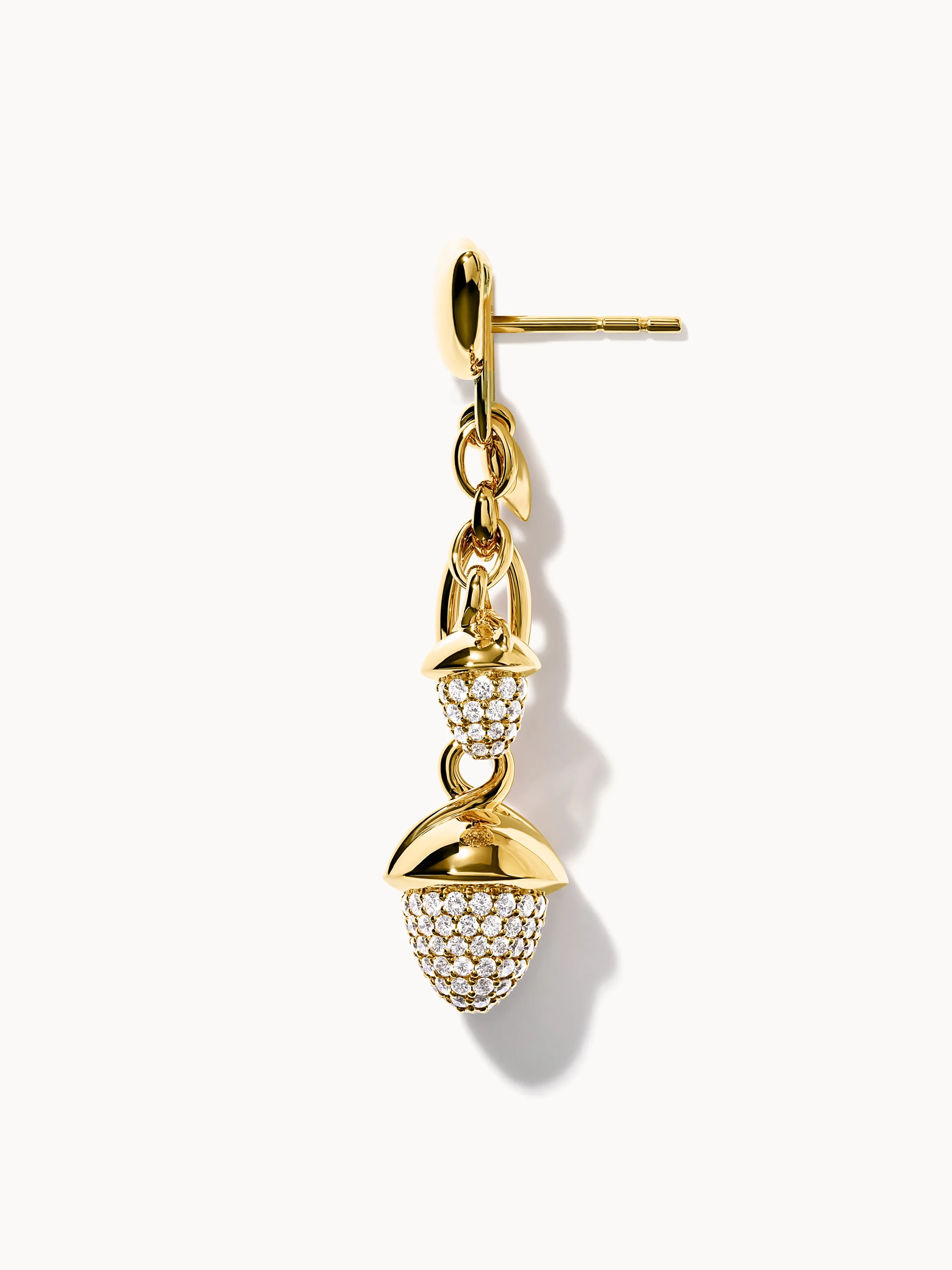 Earrings MIKADO Dangling 2 Acorns - Diamond Pavé Diamond Pavé