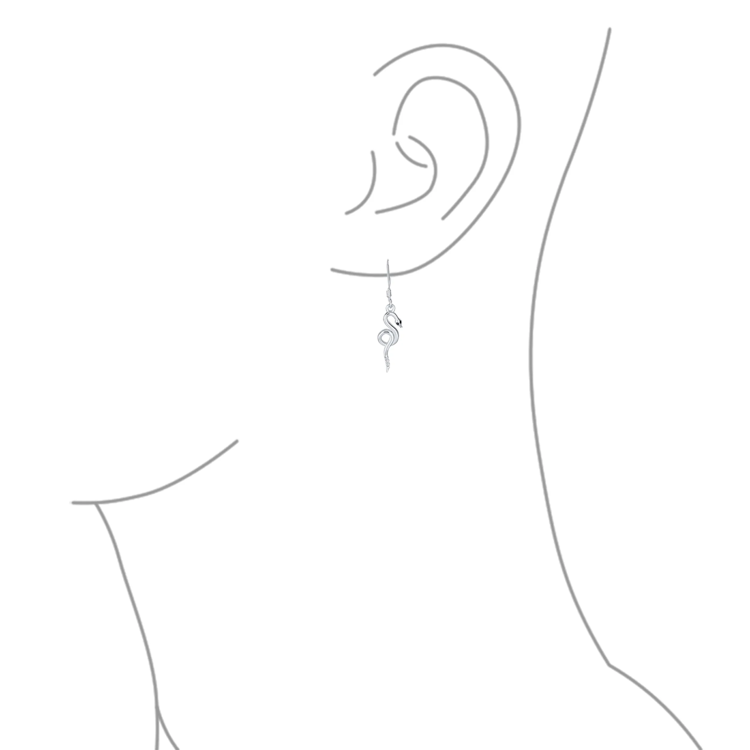 Egyptian Serpent Dangle Earrings Snake Design  Sterling Silver