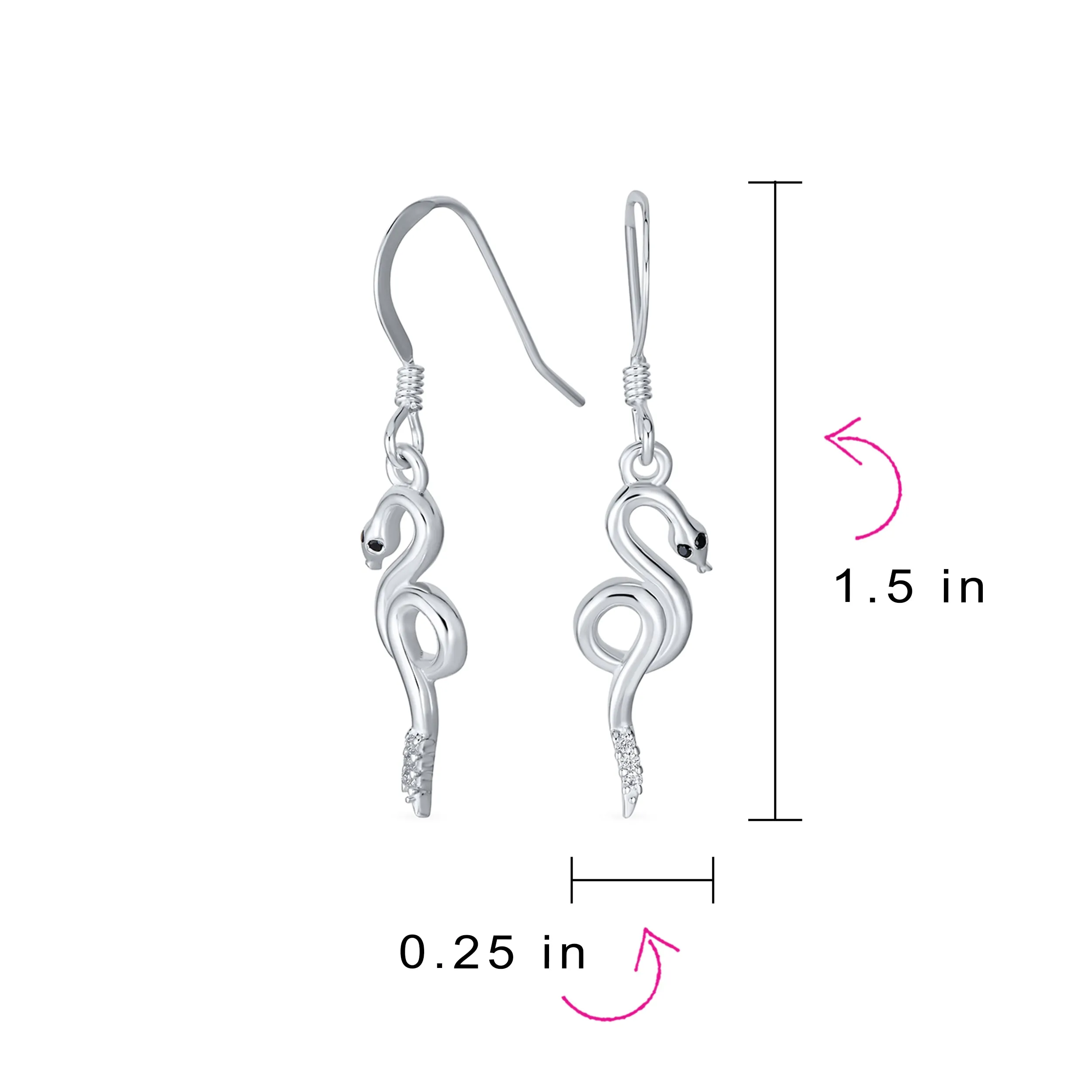 Egyptian Serpent Dangle Earrings Snake Design  Sterling Silver