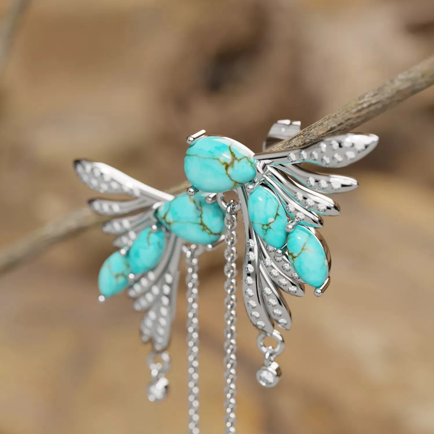 Elegant Dragonfly Earrings - Turquoise