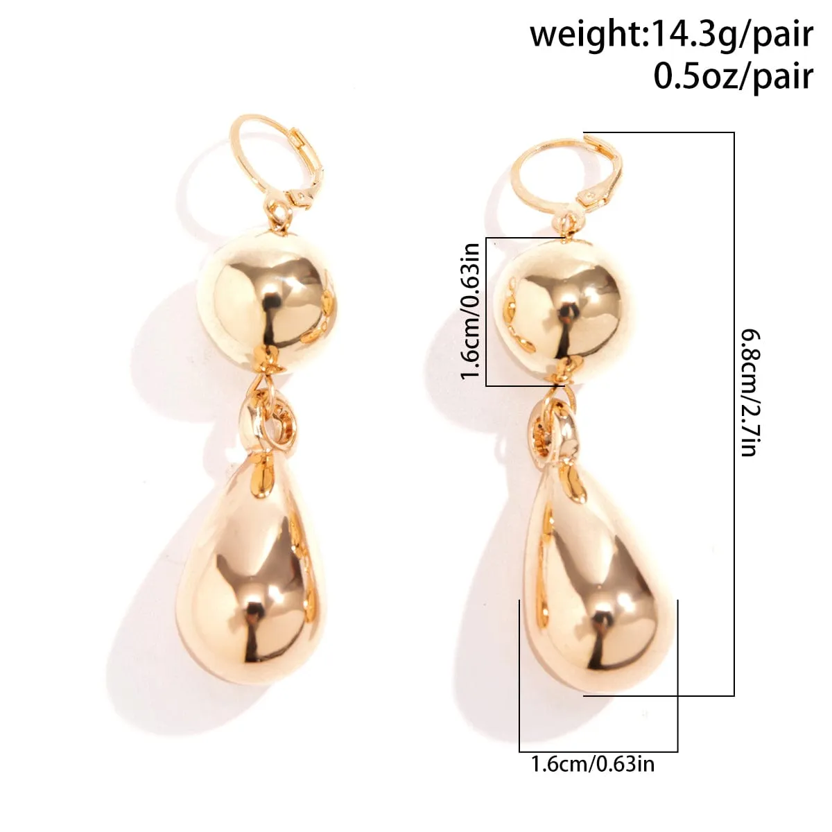 Elegant Gold Silver Plated Dangling Waterdrop Earrings