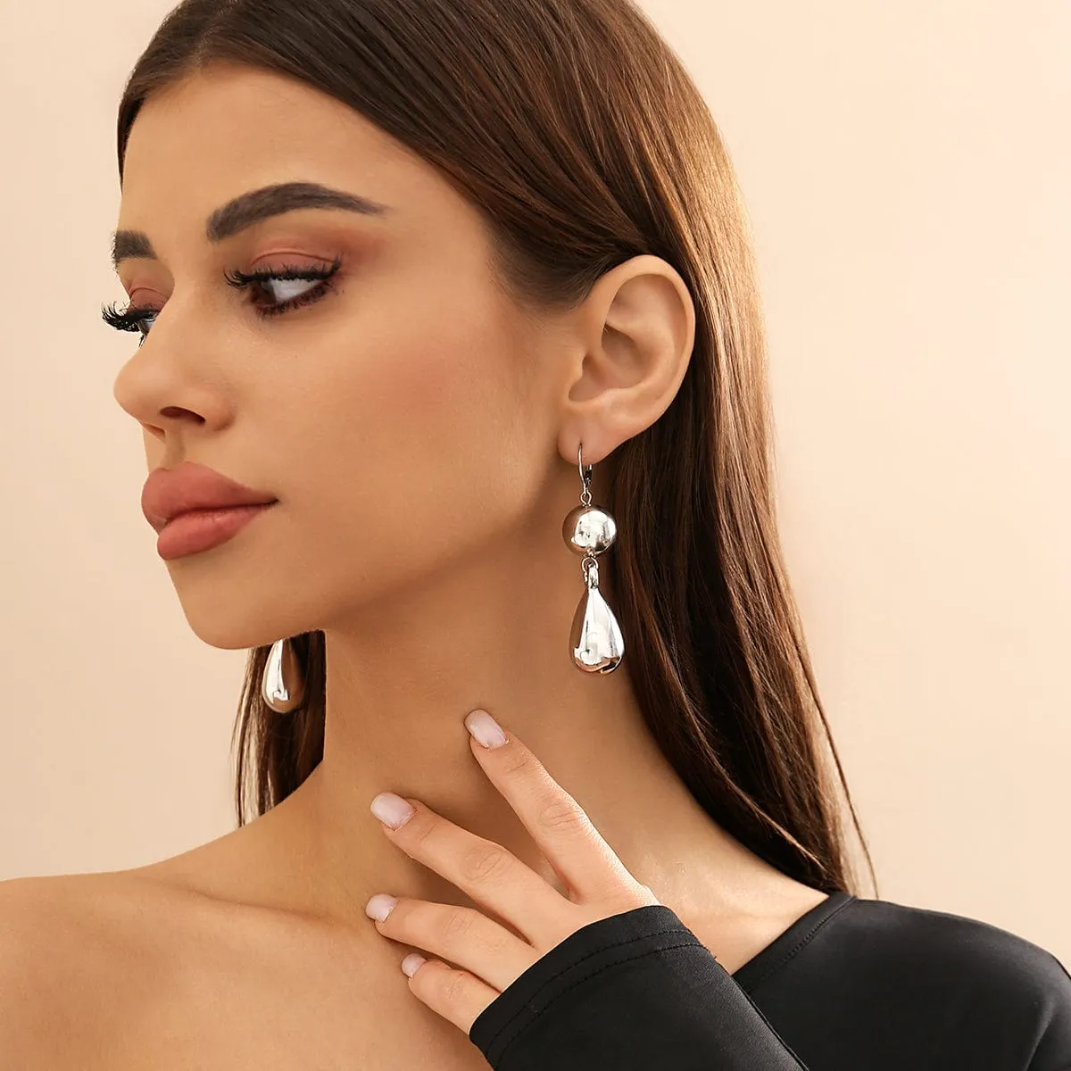 Elegant Gold Silver Plated Dangling Waterdrop Earrings