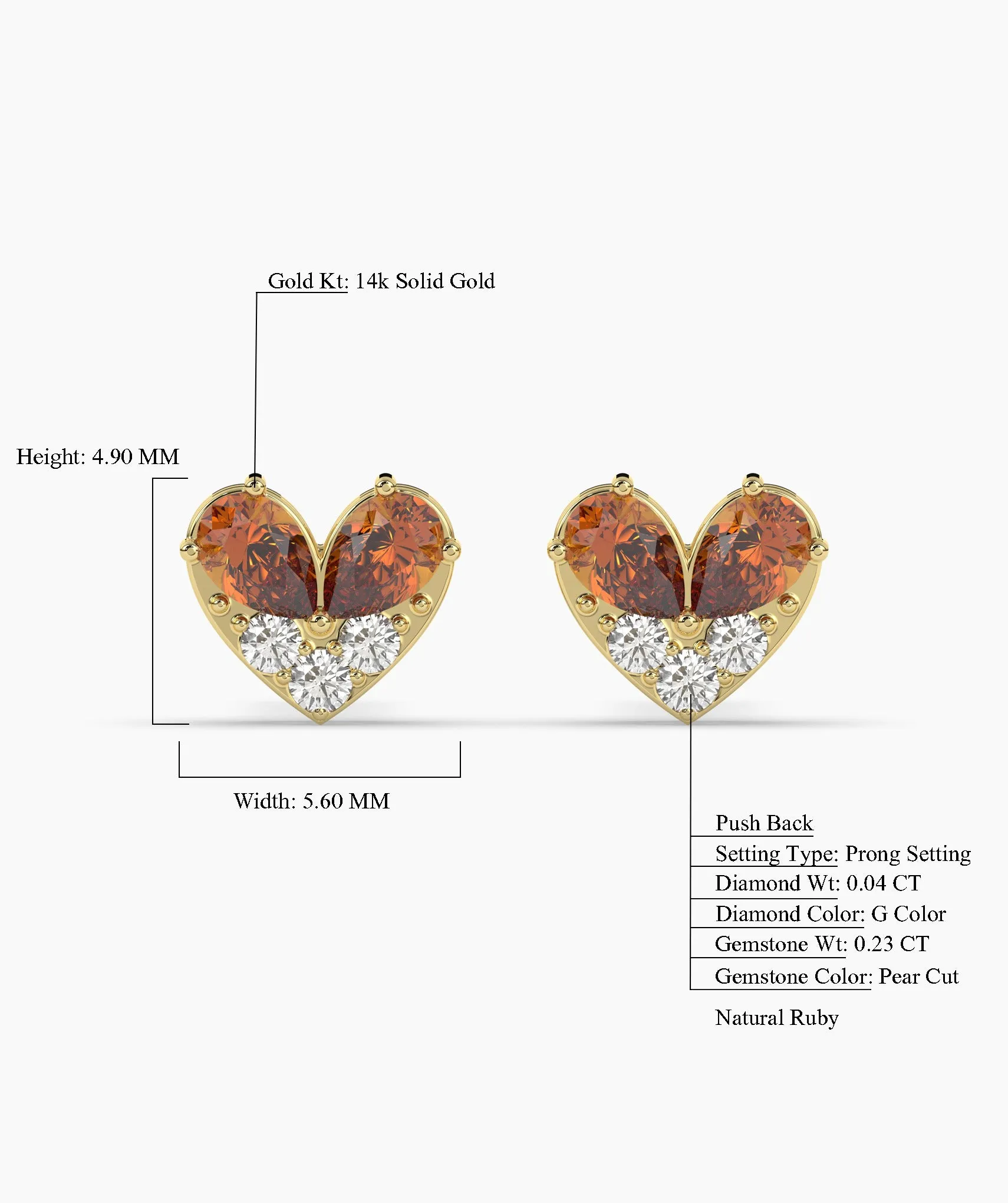 Elegant Heart Stud Earrings
