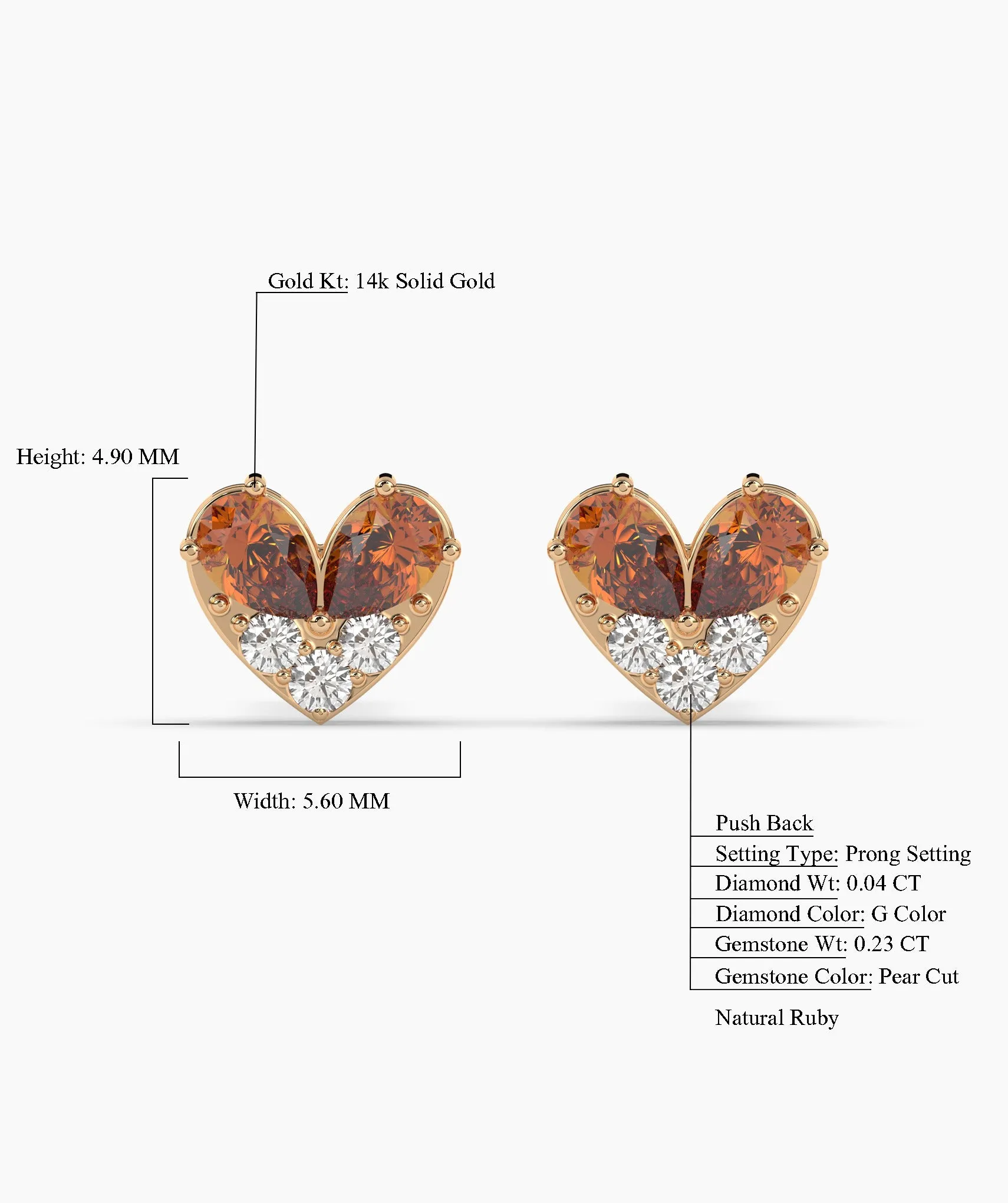 Elegant Heart Stud Earrings