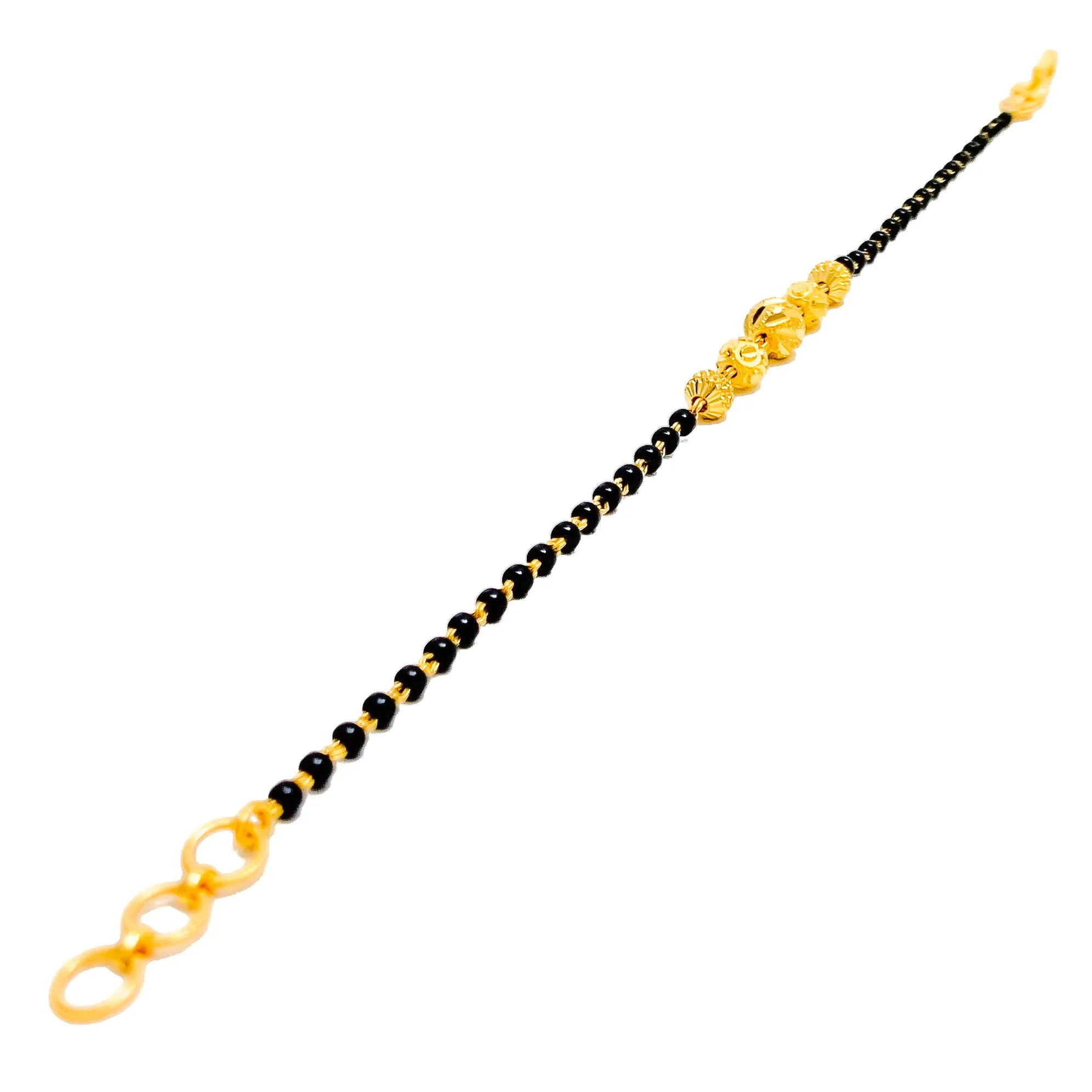 Elevated Fashionable 22k Gold Black Bead Bracelet