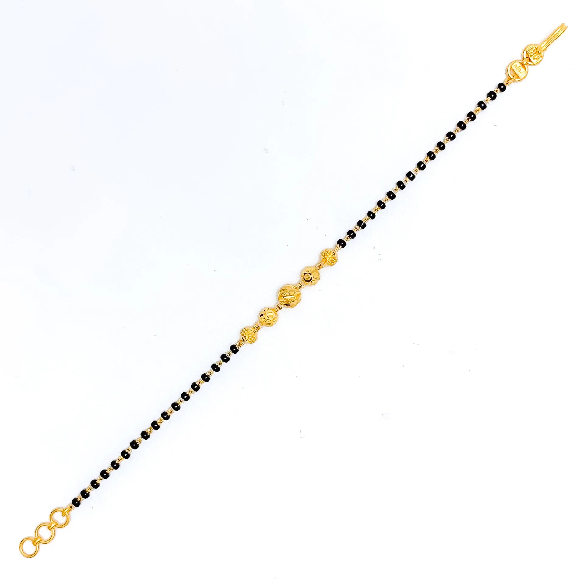 Elevated Fashionable 22k Gold Black Bead Bracelet