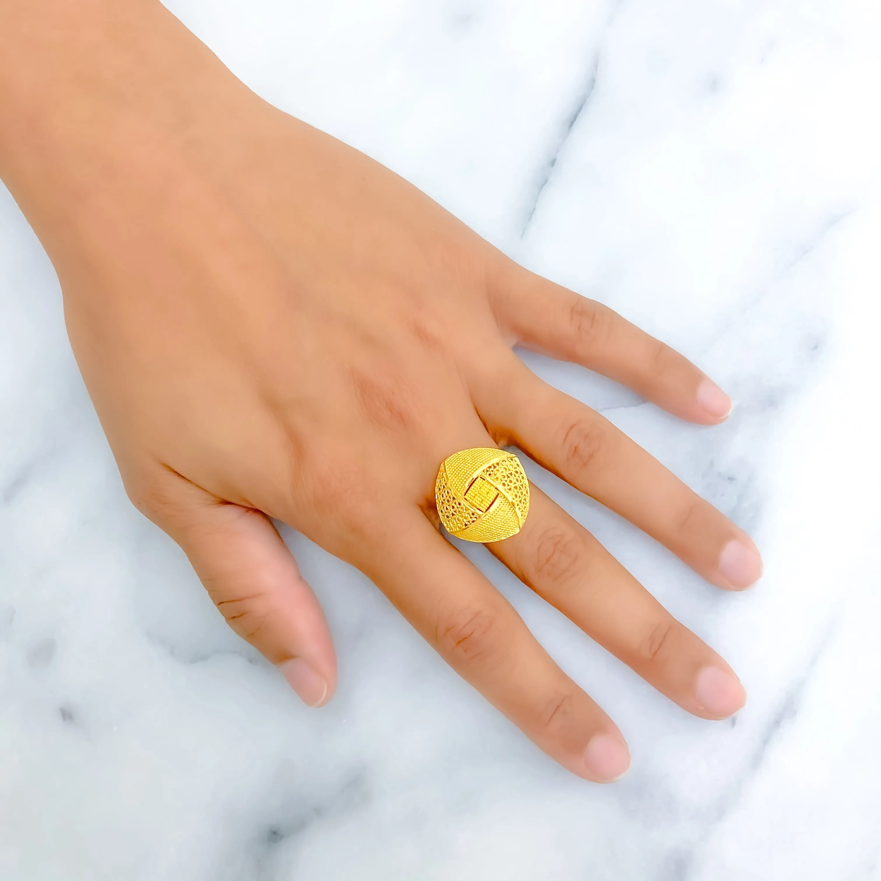 Elevated Lush 22k Gold Semi Statement Ring