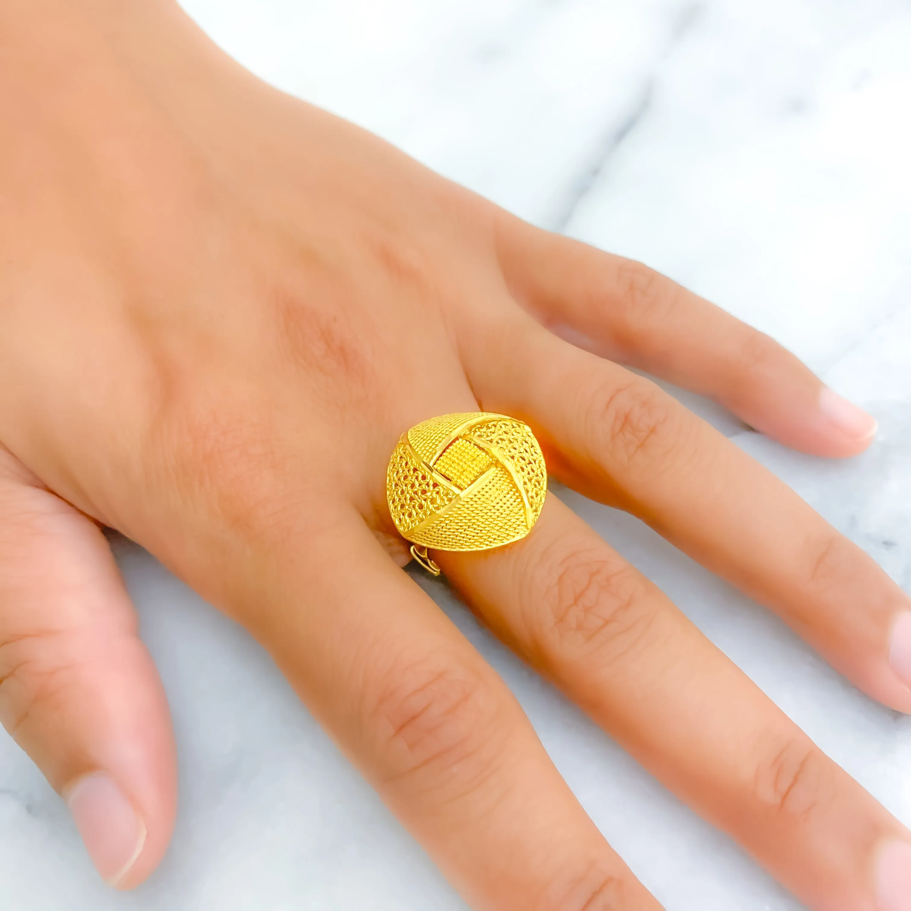 Elevated Lush 22k Gold Semi Statement Ring