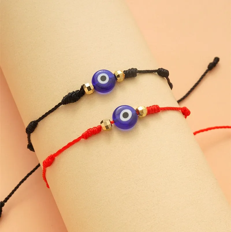 Embrace Fortuitous Vibes with our Exquisite Set of 6 Handmade Turkish Evil Eye Bracelets - Adjustable, Stylish and Trendy Fashion Accessory for Women and Men