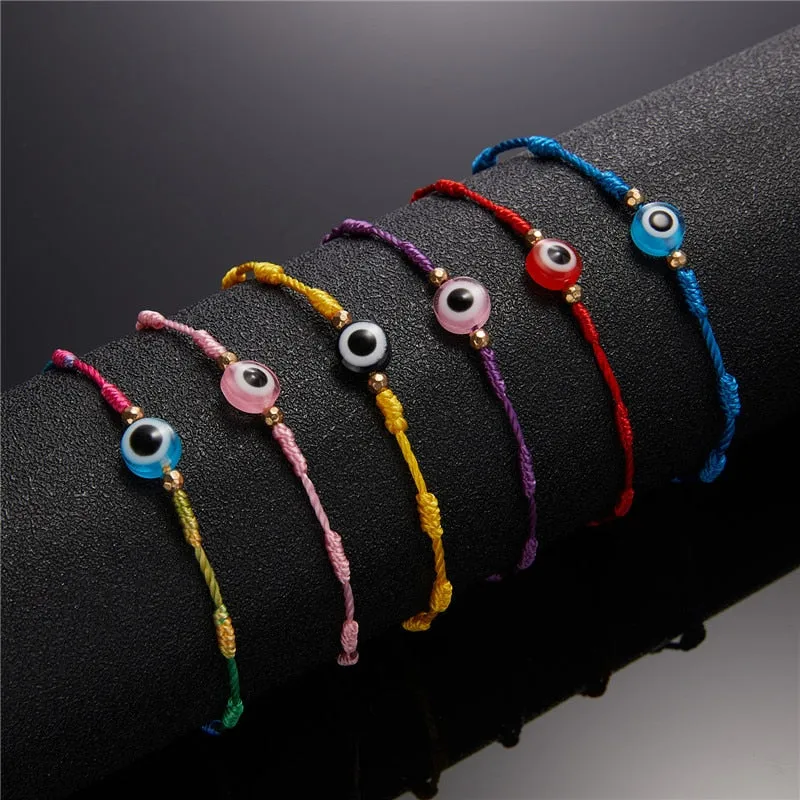 Embrace Fortuitous Vibes with our Exquisite Set of 6 Handmade Turkish Evil Eye Bracelets - Adjustable, Stylish and Trendy Fashion Accessory for Women and Men