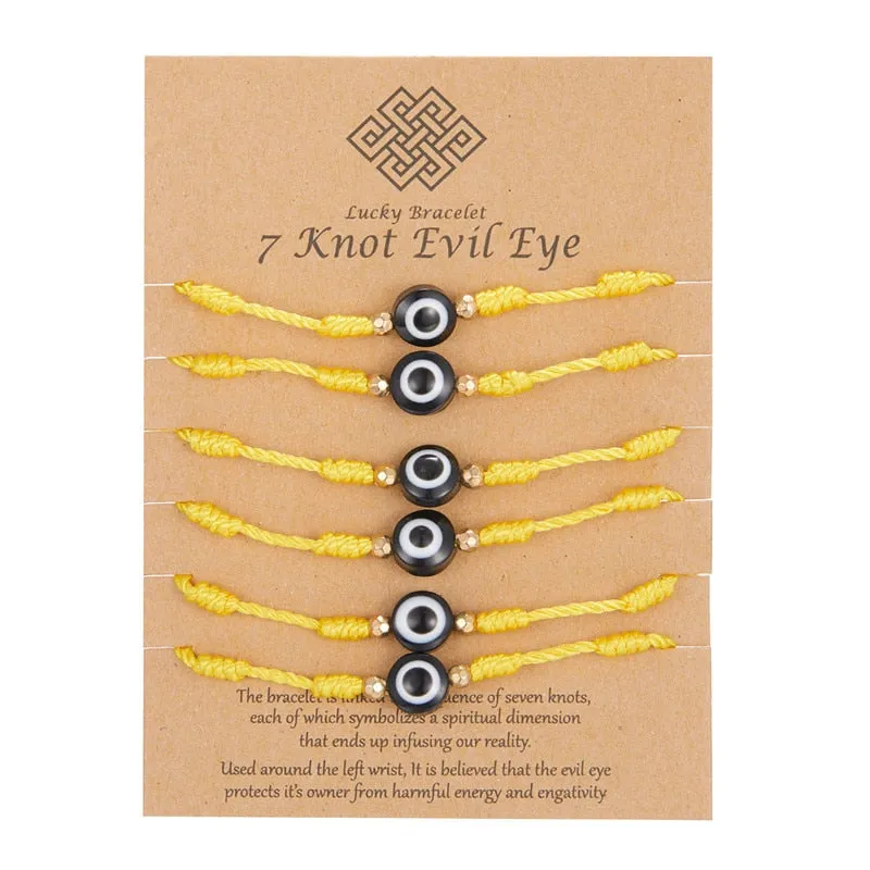 Embrace Fortuitous Vibes with our Exquisite Set of 6 Handmade Turkish Evil Eye Bracelets - Adjustable, Stylish and Trendy Fashion Accessory for Women and Men