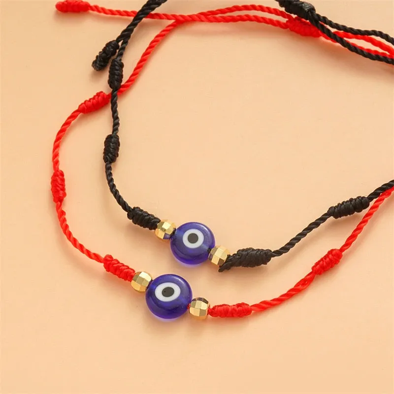 Embrace Fortuitous Vibes with our Exquisite Set of 6 Handmade Turkish Evil Eye Bracelets - Adjustable, Stylish and Trendy Fashion Accessory for Women and Men
