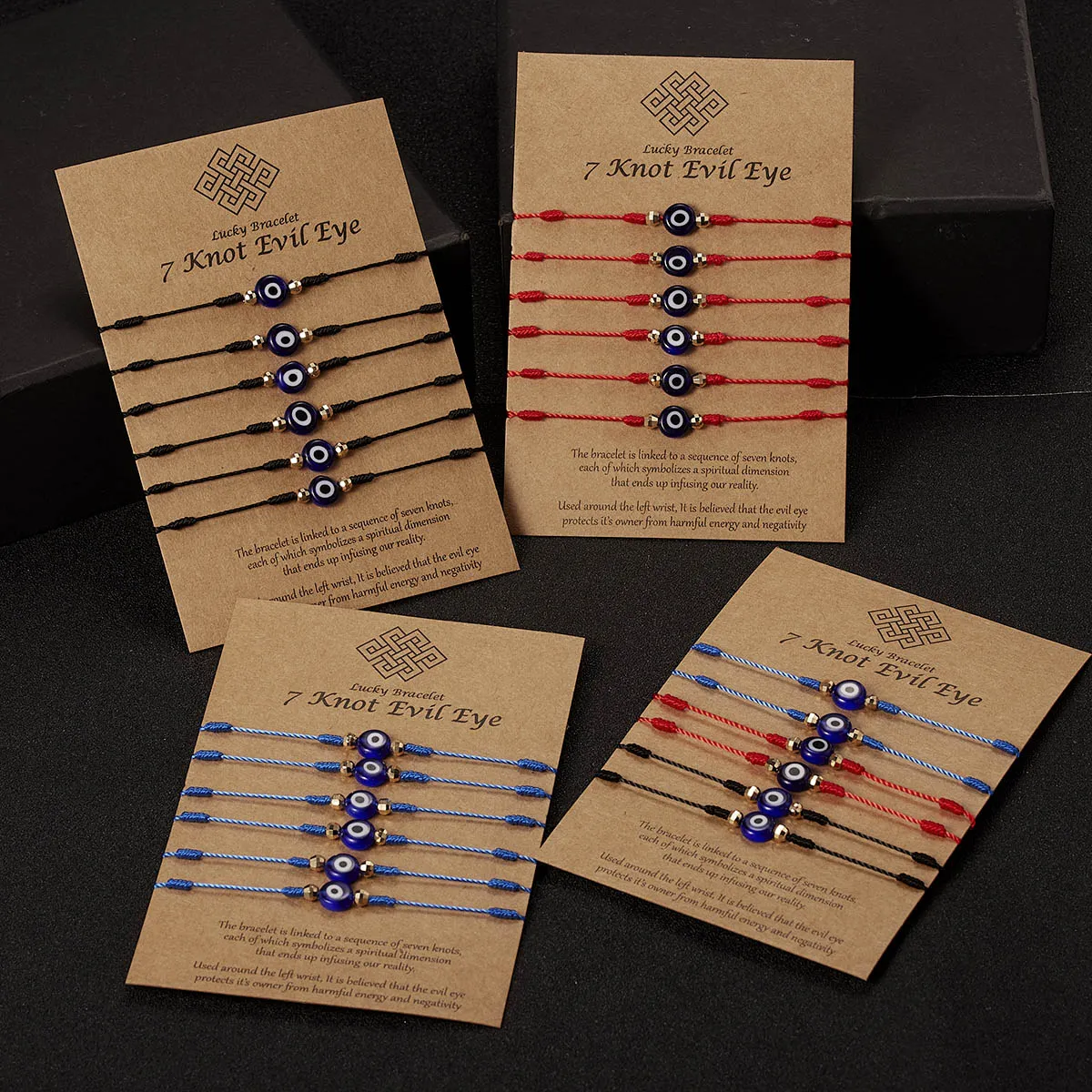 Embrace Fortuitous Vibes with our Exquisite Set of 6 Handmade Turkish Evil Eye Bracelets - Adjustable, Stylish and Trendy Fashion Accessory for Women and Men